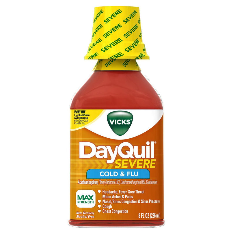 Vicks Vicks DayQuil Severe Maximum Strength Cold & Flu Relief Liquid, 8 fl oz Medicine & Drugs White Smoke