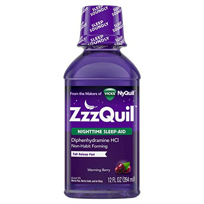 Vicks Vicks ZzzQuil Warming Berry Nighttime Sleep Aid Liquid 12 Oz Health & Beauty White Smoke