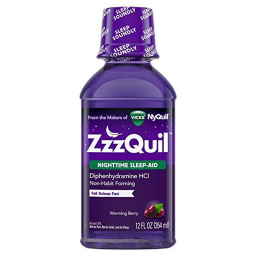 Vicks Vicks ZzzQuil Warming Berry Nighttime Sleep Aid Liquid 12 Oz Health & Beauty White Smoke