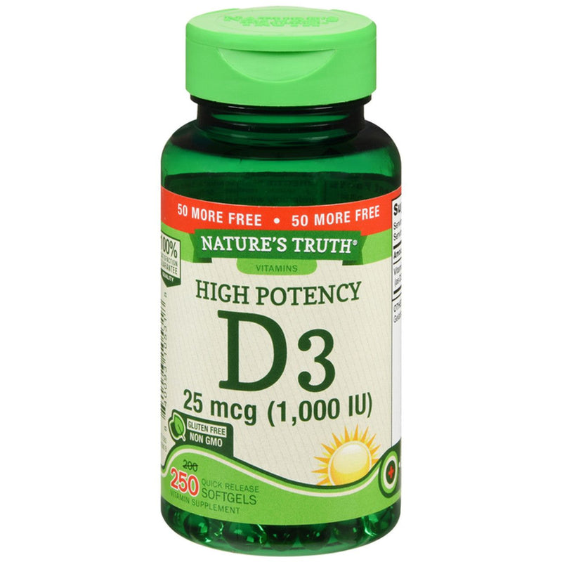 Nature's Truth Nature's Truth High Potency Vitamin D3 1,000 IU Softgels Vitamins & Supplements Antique White