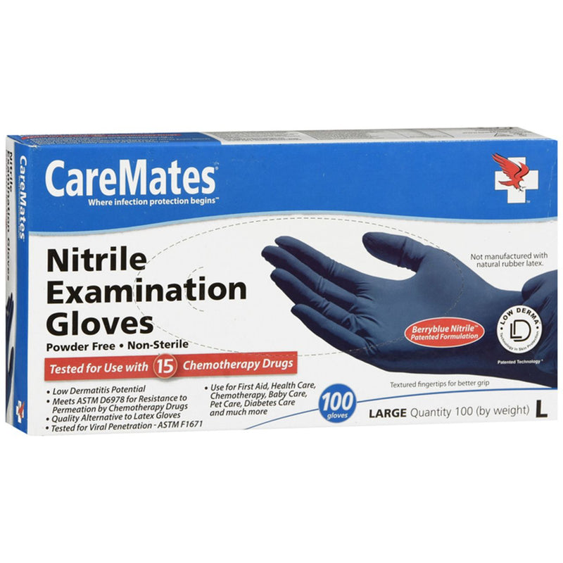 CareMates CareMates Nitrile Exam Gloves Berry Blue Large 100Ct Gloves & Mittens White Smoke