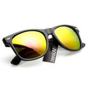 zeroUV Flat Matte Black Mirrored Polarized Lens Horned Rim Sunglasses 8030 Sunglasses White Smoke Black Sun