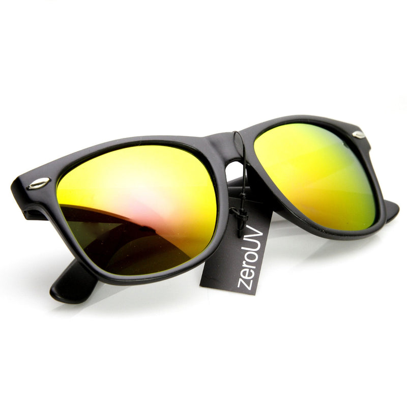 zeroUV Flat Matte Black Mirrored Polarized Lens Horned Rim Sunglasses 8030 Sunglasses White Smoke Black Sun