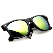 zeroUV Flat Matte Black Mirrored Polarized Lens Horned Rim Sunglasses 8030 Sunglasses White Smoke Black Green
