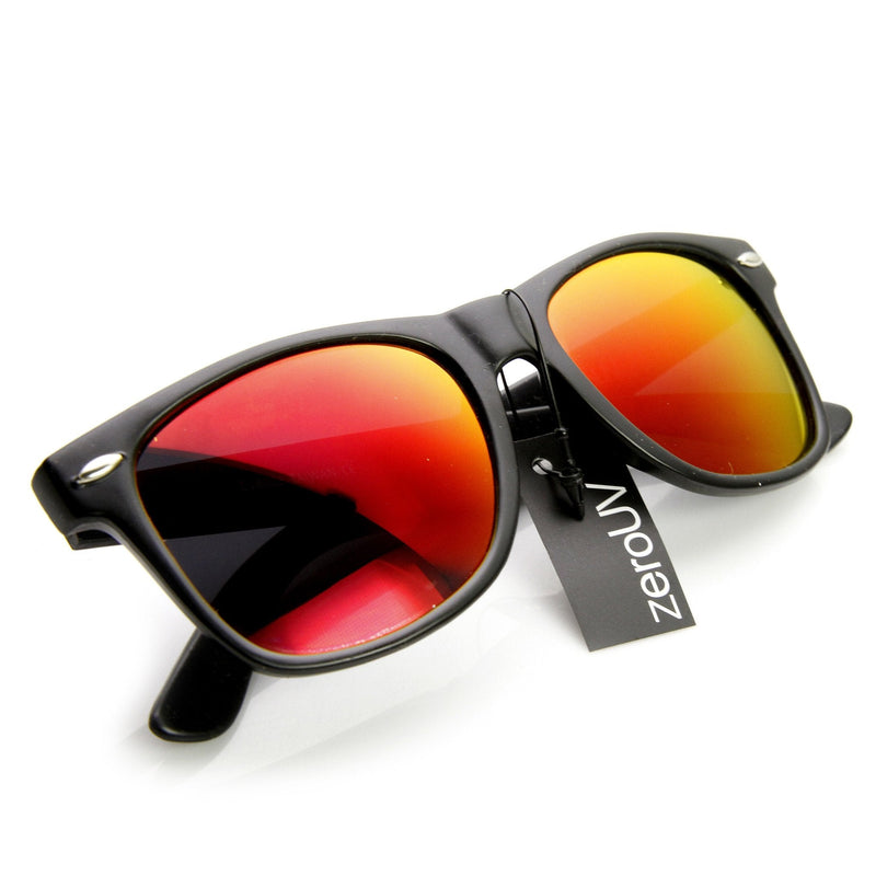 zeroUV Flat Matte Black Mirrored Polarized Lens Horned Rim Sunglasses 8030 Sunglasses White Smoke Black Fire