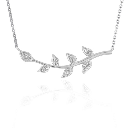 Bids.com Diamond Vine Design Pendant in 14k White Gold Necklaces White Smoke 18 / White Gold