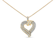 Bids.com 14K Yellow Gold Plated .925 Sterling Silver 1.00 Cttw Baguette Diamond Composite Open Heart 18" Inch Pendant Necklace (I-J Color, I1-I2 Clarity) Necklaces White Smoke Yellow.Sterling Silver / 18,White.Sterling Silver / 18