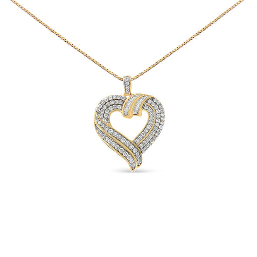 Bids.com 14K Yellow Gold Plated .925 Sterling Silver 1.00 Cttw Baguette Diamond Composite Open Heart 18" Inch Pendant Necklace (I-J Color, I1-I2 Clarity) Necklaces White Smoke Yellow.Sterling Silver / 18,White.Sterling Silver / 18