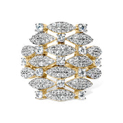 Bids.com 14K Yellow Gold 1.0 Cttw Diamond Geometric Stacked Open Cocktail Ring (I-J Color, I1-I2 Clarity) - Ring Size 7 Rings White Smoke 7 / Yellow.Gold,8 / Yellow.Gold,6 / Yellow.Gold