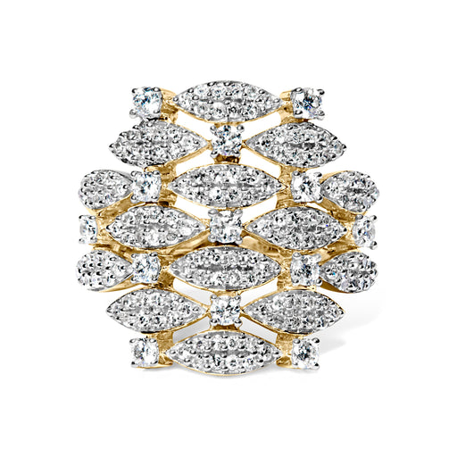 Bids.com 14K Yellow Gold 1.0 Cttw Diamond Geometric Stacked Open Cocktail Ring (I-J Color, I1-I2 Clarity) - Ring Size 7 Rings White Smoke 7 / Yellow.Gold,8 / Yellow.Gold,6 / Yellow.Gold