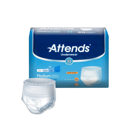 Attends Attends White Medium Adult Moderate Absorbent Underwear Underwear White Smoke