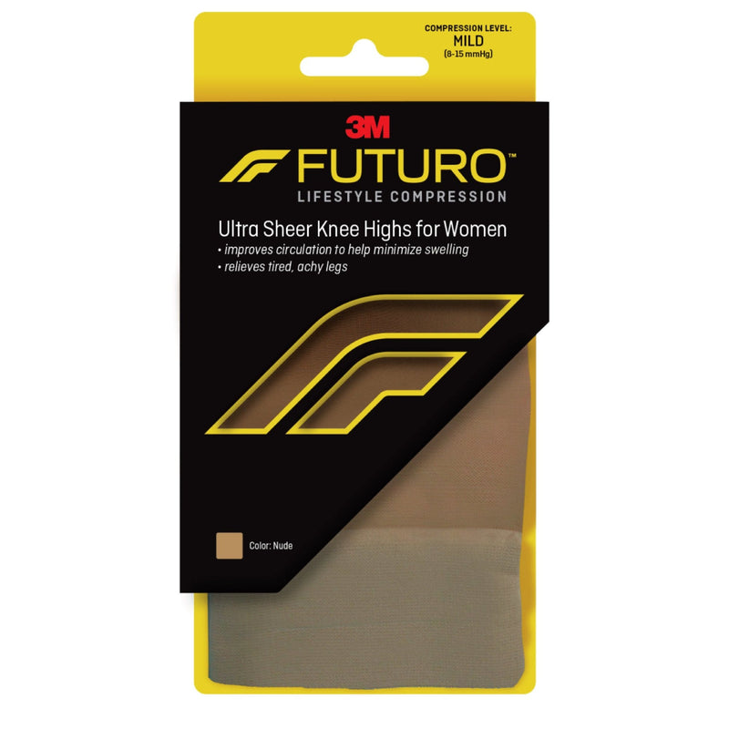 Futuro Futuro Energizing Ultra Sheer Knee Highs For Women Medium Nude Mild Hosiery Black