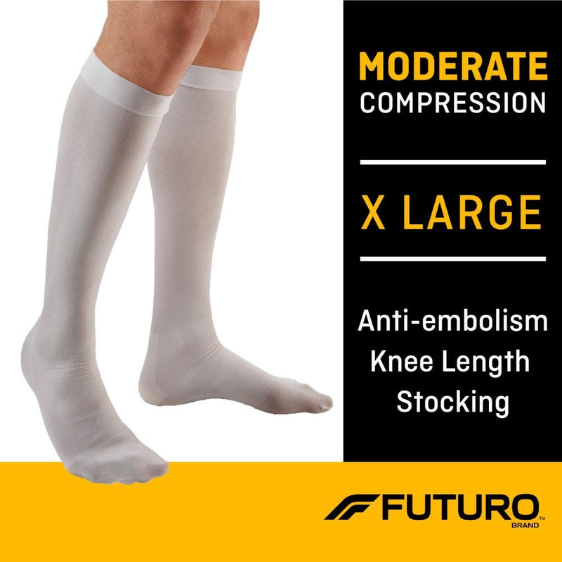Futuro Futuro Anti-Embolism Stockings Knee  High Closed Toe White X- Large 1Pr Personal Care White Smoke