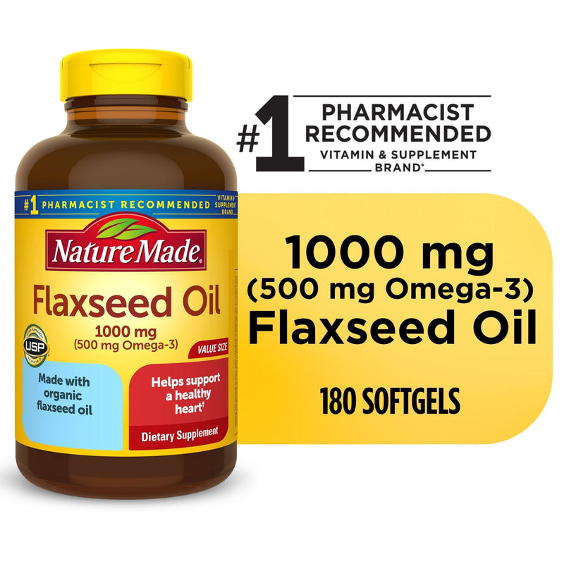 Nature Made Nature Made Flaxseed Oil, 1000 Mg, Softgels, Value Size Vitamins & Supplements White Smoke