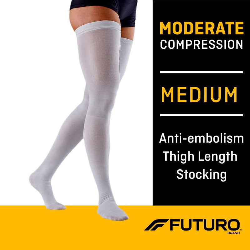 Futuro Futuro™ Anti-Embolism Stockings – Thigh Length – Medium Regular Medical White Smoke