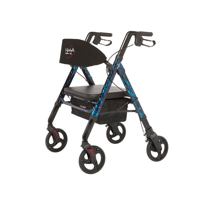 RIO Medical Supplies Rhythm Healthcare REGAL - BARIATRIC ALUMINUM 4 WHEEL ROLLATOR WITH UNIVERSAL HEIGHT ADJUSTMENT Dark Cyan Laser Blue