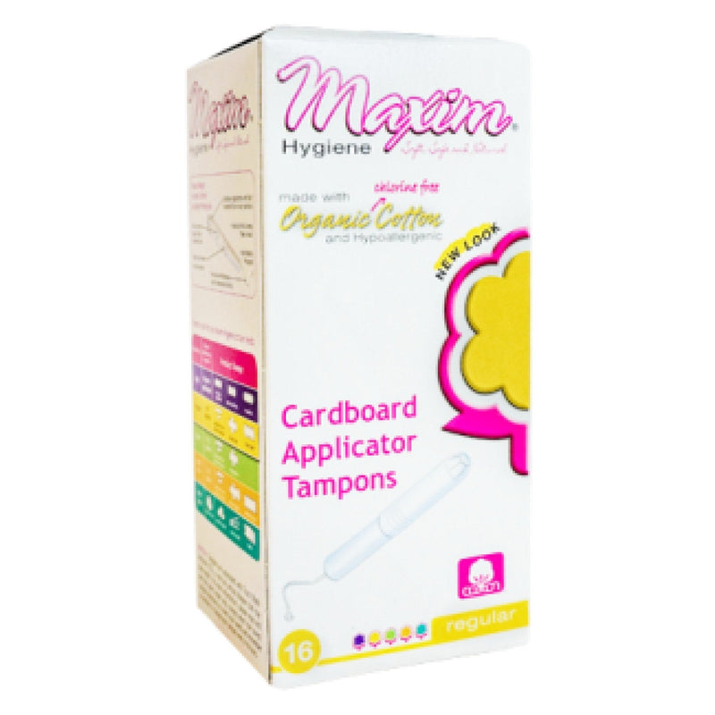 Maxim Maxim Hygiene Products Organic Cotton Cardboard Applicator Tampons Regular 16 Tampon Tampons White Smoke