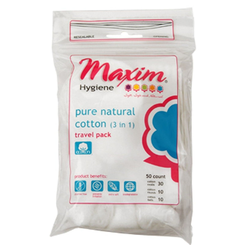 Maxim Hygiene Products Maxim Hygiene Products Cotton (3 In 1) Pure Natural Travel Pack Bath & Body White Smoke