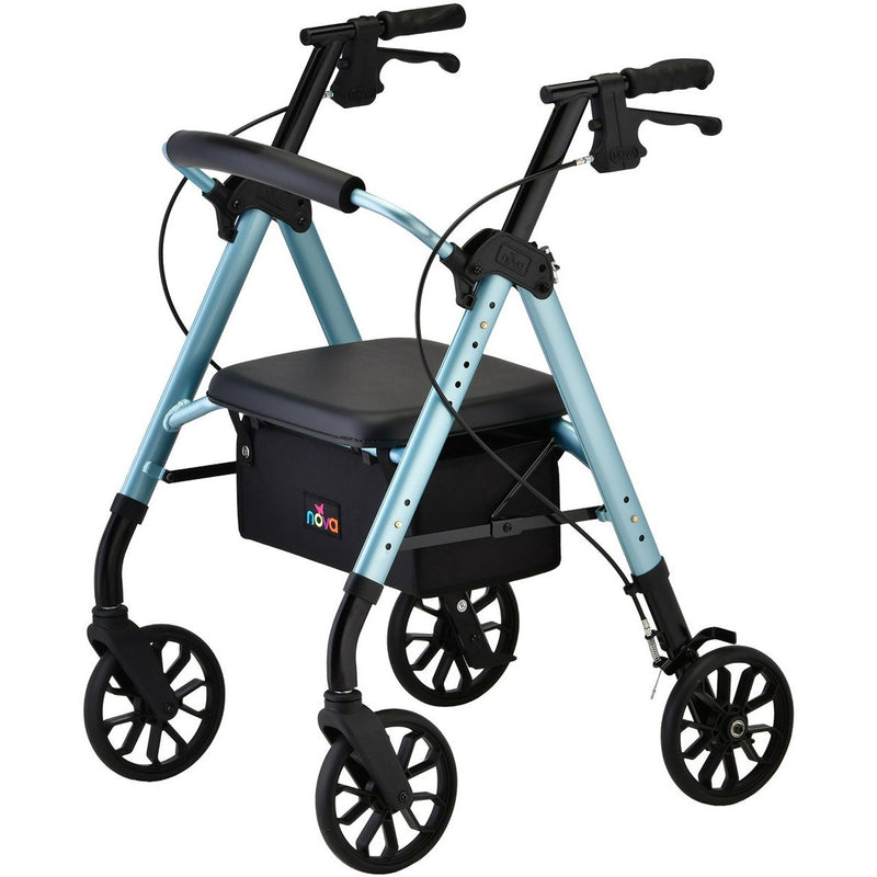 Nova NOVA Star 8 Deluxe Wide Rollator Walker, Blue Walkers White Smoke