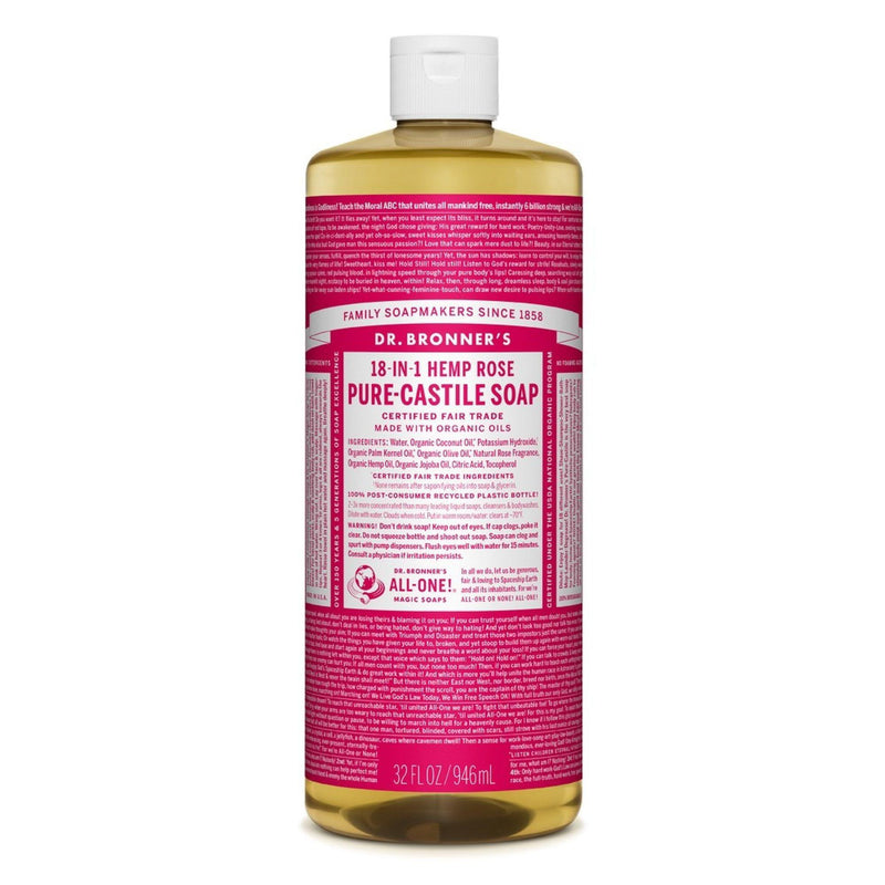 Dr. Bronner's Dr. Bronner's Organic 18-in-1 Hemp Pure Castile Liquid Soap Rose 8 Fl. Oz Vitamins & Supplements White Smoke