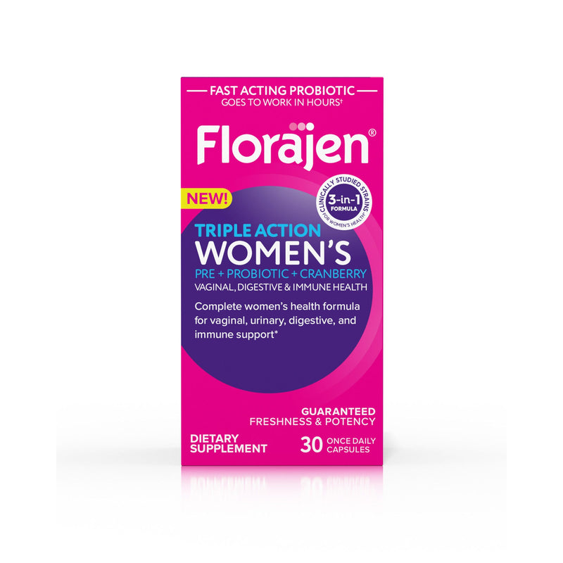 Florajen Florajen Triple Action Womens Probiotic 30 Capsules Vitamins & Supplements Medium Violet Red
