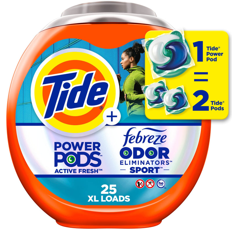 Tide Tide Power Pods Laundry Detergent Pacs With Febreze Sport, 25 Count, 40 Oz Laundry Detergent White Smoke