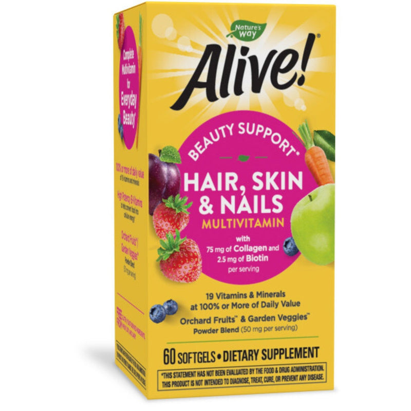 Nature's Way Nature's Way Alive! Hair, Skin, Nails Multivitamin Softgels Strawberry Vitamins & Supplements White Smoke