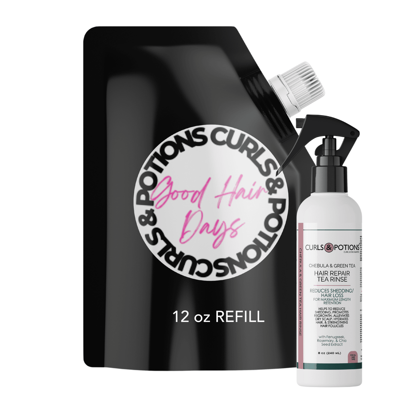Curls & Potions Chebula & Green Tea Hair Repair Tea Rinse HAIR RINSE Black 12 OZ REFILL