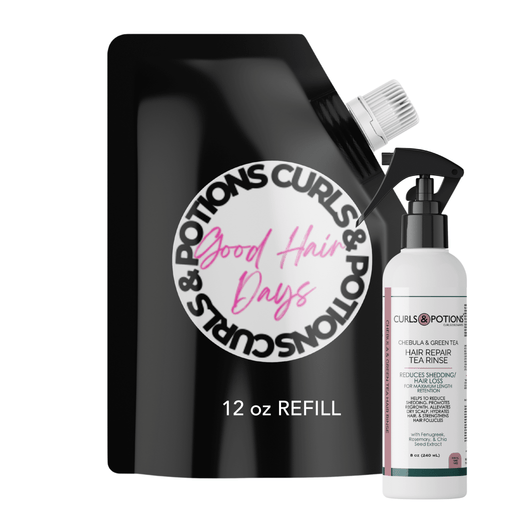 Curls & Potions Chebula & Green Tea Hair Repair Tea Rinse HAIR RINSE Black 12 OZ REFILL