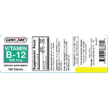 Geri-Care Vitamin B-12  Tb 500 Mcg 100 Vitamins & Supplements White Smoke