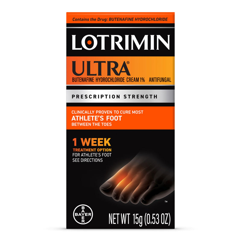 Lotrimin Lotrimin Ultra Athlete's Foot Antifungal Cream, 1-Week Treatment - 0.53 oz Foot Care Black