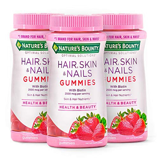 Nature's Bounty Nature's Bounty Optimal Solutions Hair, Skin & Nails Vitamin Gummies With Biotin, 2500 Mcg, Strawberry Vitamins & Supplements White Smoke