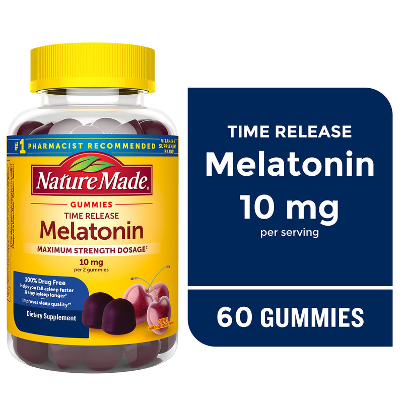 Nature Made Nature Made Melatonin, Maximum Strength Dosage, 10 Mg, Gummies, Cherry Vitamins & Supplements Midnight Blue