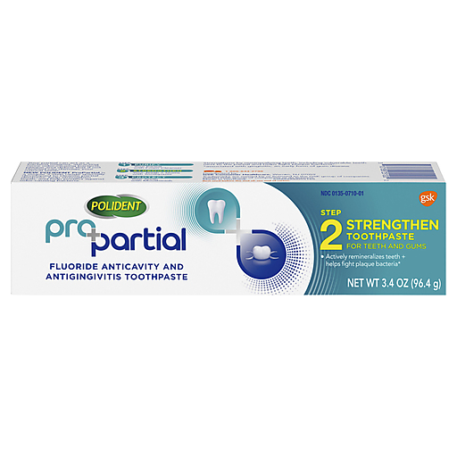 Polident Polident Pro Partial Step 2 Strengthen Toothpaste 3.4 Oz Toothpaste White Smoke