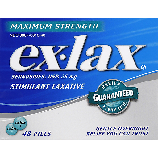 Ex-Lax Ex-Lax Maximum Strength Stimulant Laxative 48 Pills For Gentle Overnight Relief Of Constipation Health & Beauty Lavender