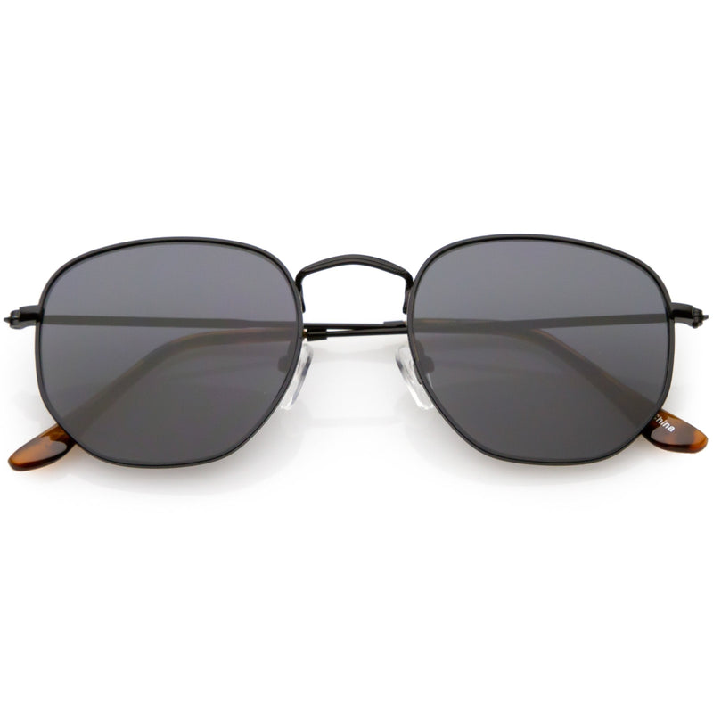 zeroUV Retro Dapper Indie Modern Flat Geometric Lens Sunglasses C518 Sunglasses White Smoke Black Smoke