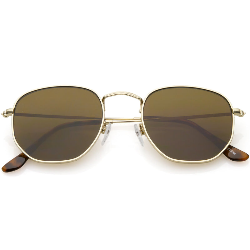 zeroUV Retro Dapper Indie Modern Flat Geometric Lens Sunglasses C518 Sunglasses White Smoke Gold Brown