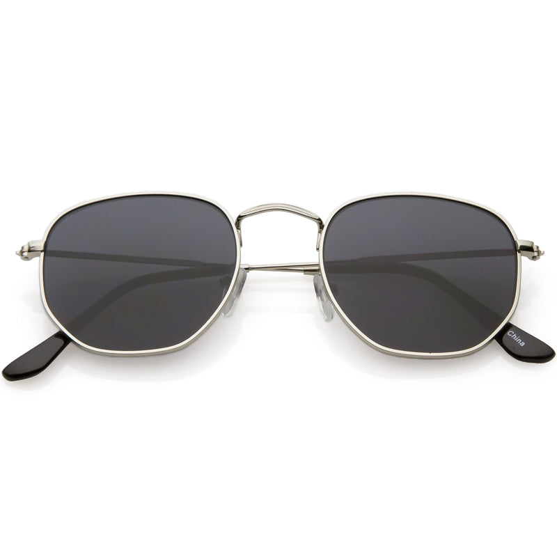 zeroUV Retro Dapper Indie Modern Flat Geometric Lens Sunglasses C518 Sunglasses White Smoke Silver Smoke