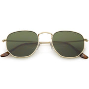 zeroUV Retro Dapper Indie Modern Flat Geometric Lens Sunglasses C518 Sunglasses White Smoke Gold Green