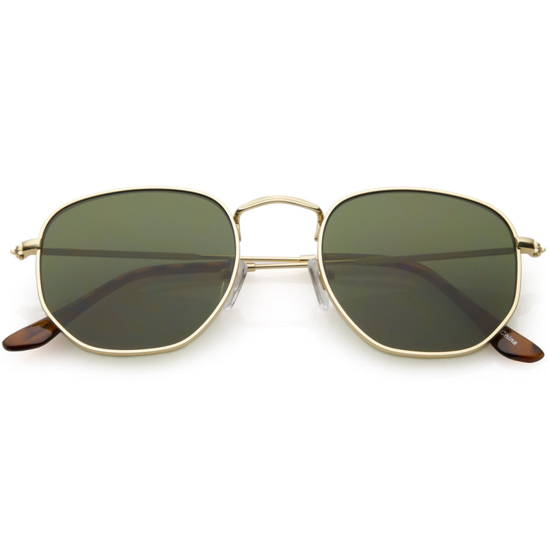zeroUV Retro Dapper Indie Modern Flat Geometric Lens Sunglasses C518 Sunglasses White Smoke Gold Green