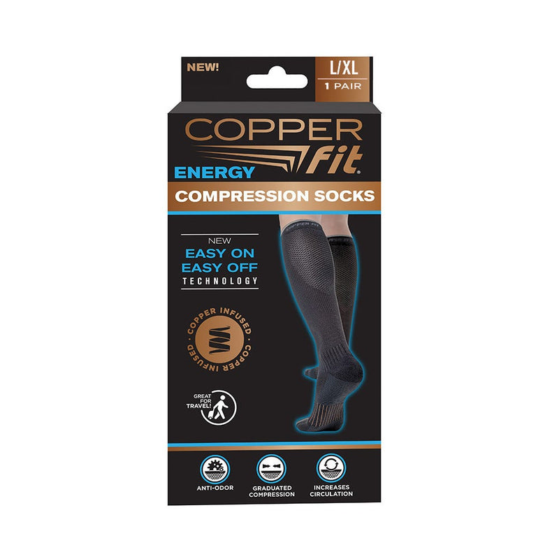 Copper Fit Copper Fit Energy Compression Socks L/XL Black Socks Dark Slate Gray