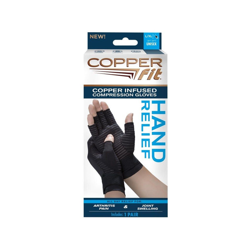 Copper Fit Copper Fit Hand Relief Gloves - L/XL Supports & Braces White Smoke