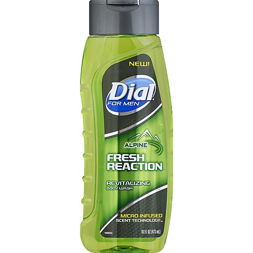Dial Dial For Men Alpine Fresh Reaction Revitalizing Body Wash 16 Fl. Oz. Squeeze Bottle Body Wash White Smoke