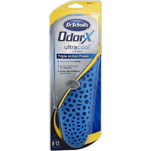 Dr Scholls Dr Scholls Comfort & Energy Ultra Cool Men's M Size 8-13 Insoles 1 Pr Pack Personal Care White Smoke