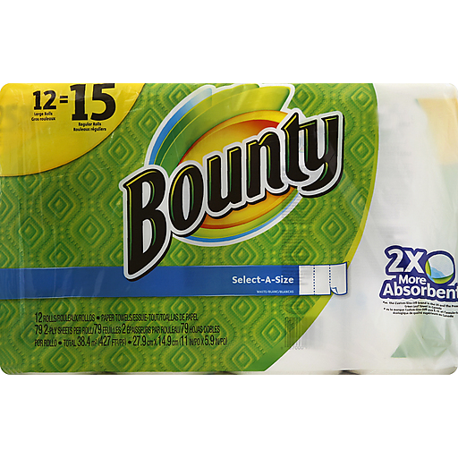 Bounty Bounty Paper Towels, Select-A-Size, Large Rolls, White, 2-Ply Towels Dark Olive Green