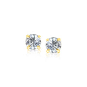 Bids.com 14k Yellow Gold Stud Earrings with White Hue Faceted Cubic Zirconia Earrings White Smoke Yellow Gold