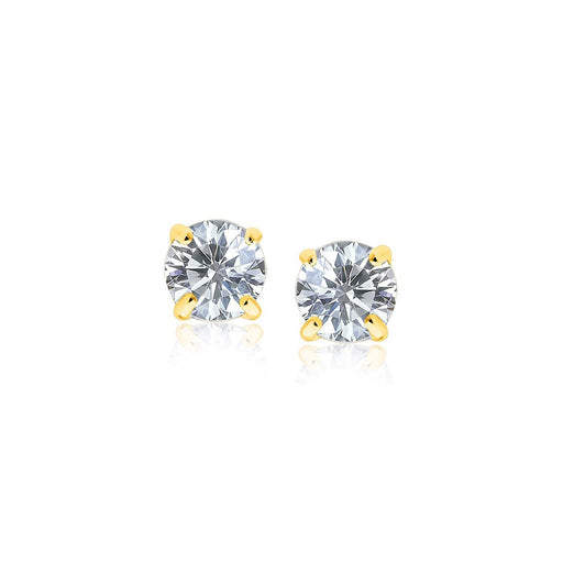 Bids.com 14k Yellow Gold Stud Earrings with White Hue Faceted Cubic Zirconia Earrings White Smoke Yellow Gold