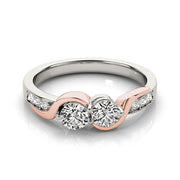 Bids.com 14k White And Rose Gold Round Two Diamond Curved Band Ring (5/8 cttw) Rings White Smoke 3 / White & Rose Gold,3.5 / White & Rose Gold,4 / White & Rose Gold,4.5 / White & Rose Gold,5 / White & Rose Gold,5.5 / White & Rose Gold,6 / White & Rose Gold,6.5 / White & Rose Gold,7 / White & Rose Gold,7.5 / White & Rose Gold,8 / White & Rose Gold,8.5