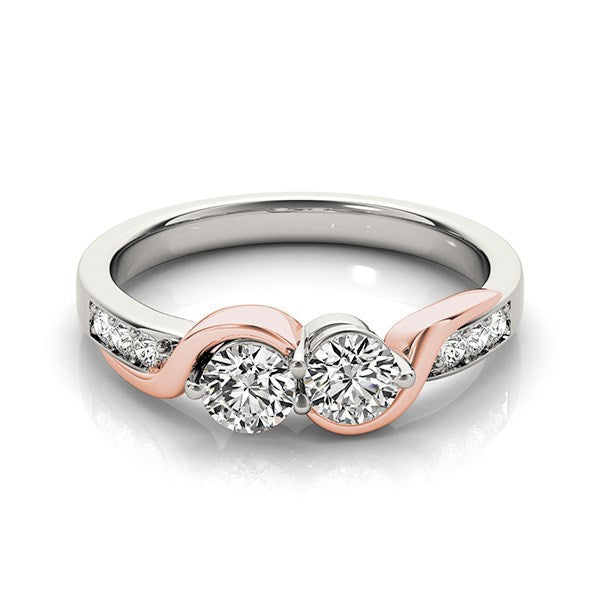 Bids.com 14k White And Rose Gold Round Two Diamond Curved Band Ring (5/8 cttw) Rings White Smoke 3 / White & Rose Gold,3.5 / White & Rose Gold,4 / White & Rose Gold,4.5 / White & Rose Gold,5 / White & Rose Gold,5.5 / White & Rose Gold,6 / White & Rose Gold,6.5 / White & Rose Gold,7 / White & Rose Gold,7.5 / White & Rose Gold,8 / White & Rose Gold,8.5
