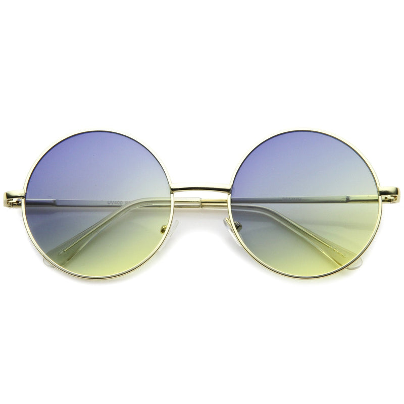 zeroUV Retro Festival Oversize Round Color Lens Sunglasses A134 Sunglasses White Smoke Gold Blue Yellow Fade
